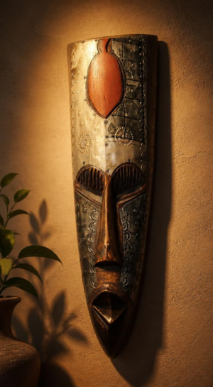 Masque africain sur un mur