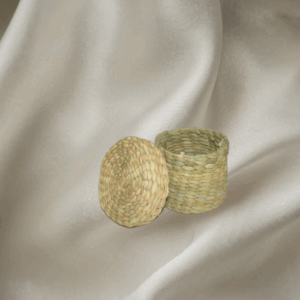 Boite de rangement ronde avec couvercle Lanto en jonc de mer de Madagascar